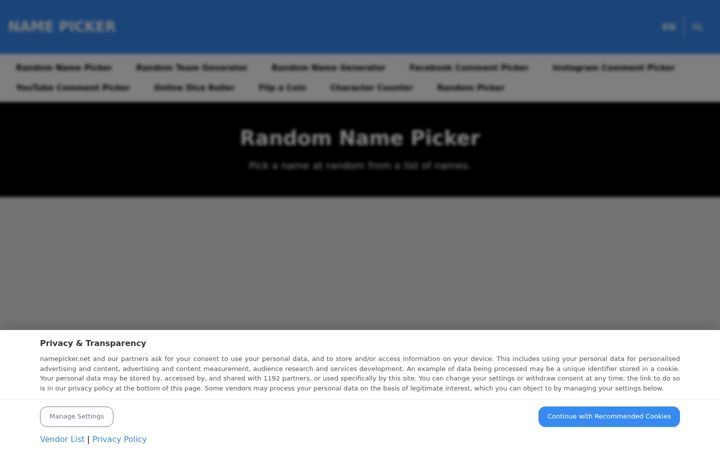 Screenshot of namepicker.net