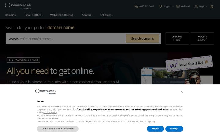 Screenshot of names.co.uk