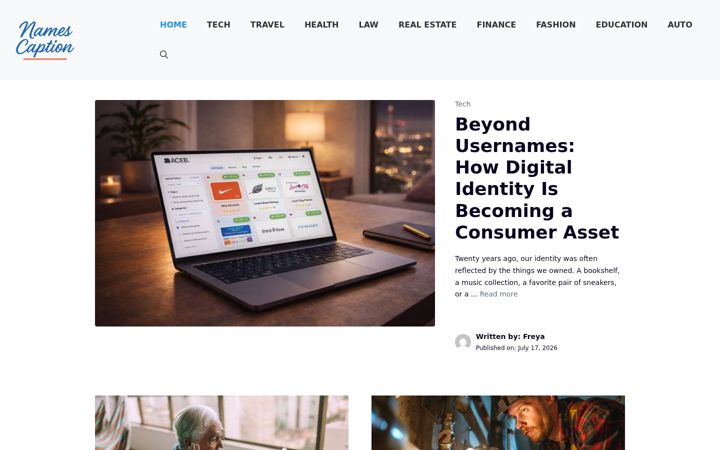 Screenshot of namescaption.com