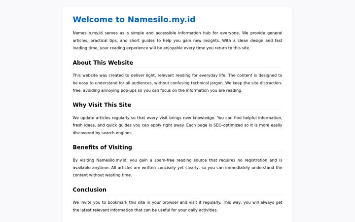 Ekrānuzņēmums no namesilo.my.id