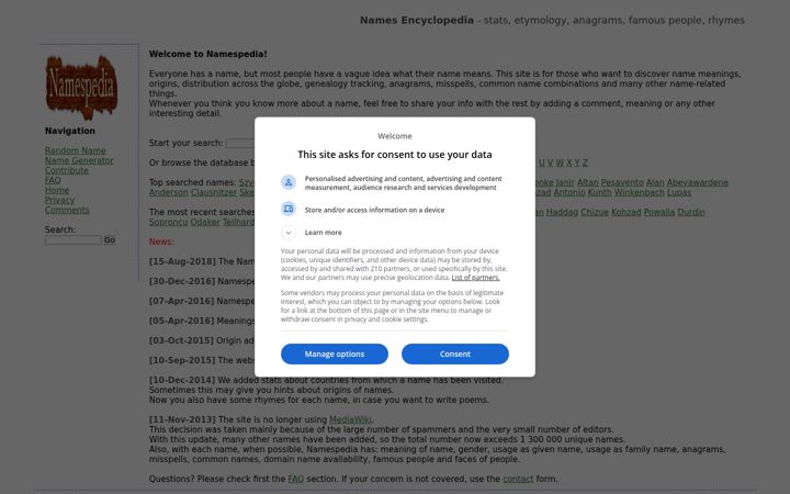 Screenshot of namespedia.com