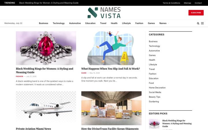 Screenshot of namesvista.com