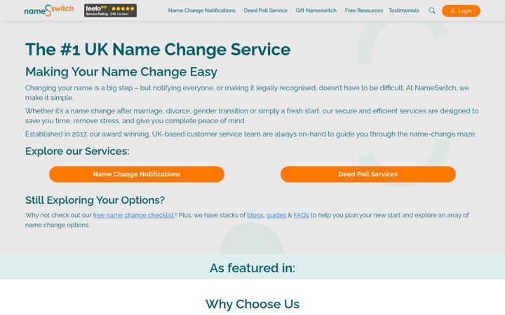 Screenshot of nameswitch.co.uk