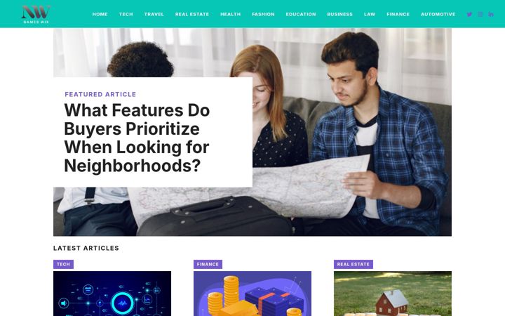 Screenshot of nameswix.com