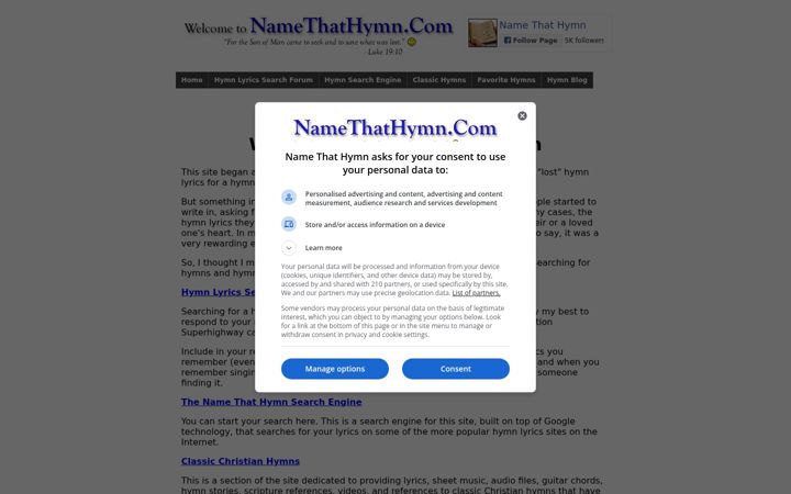 Posnetek zaslona namethathymn.com