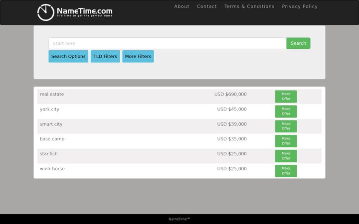 Screenshot of nametime.com