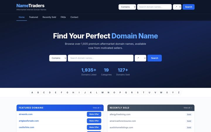 Screenshot of nametraders.com