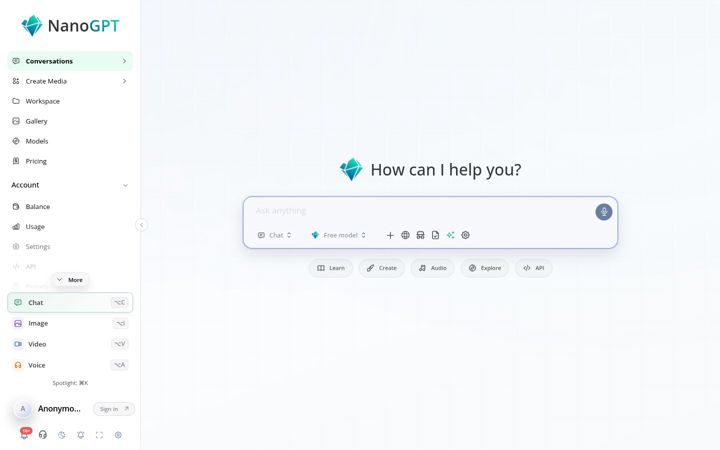 Screenshot of nano-gpt.com