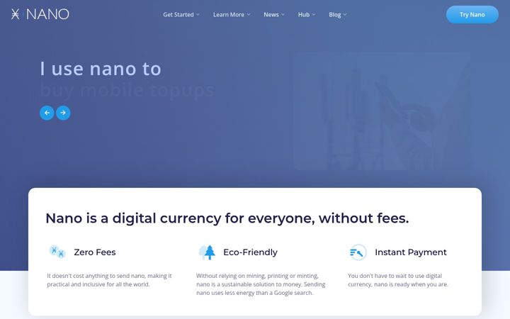 Screenshot of nano.org