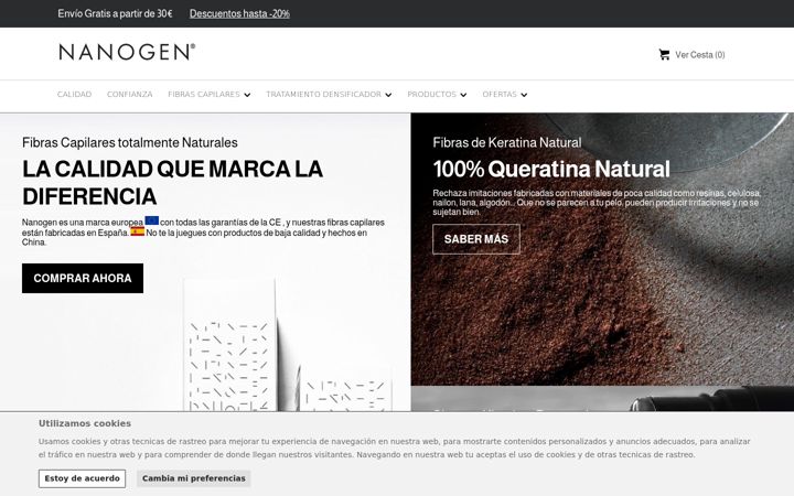 Screenshot ta' nanogen.net