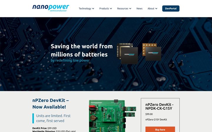 Kuvakaappaus sivustosta nanopowersemi.com