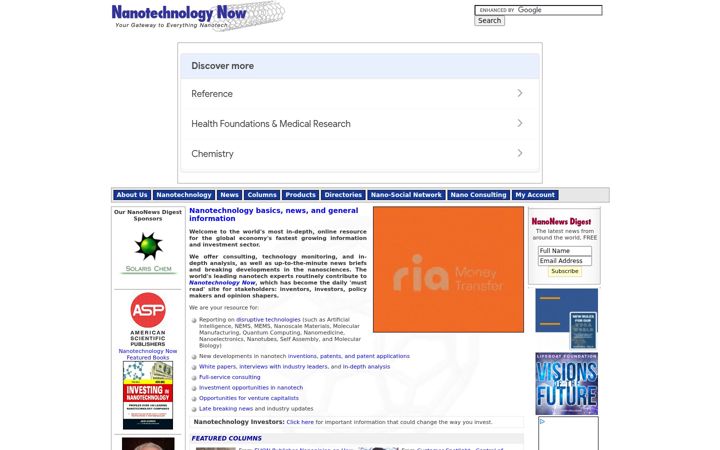Skærmbillede af nanotech-now.com