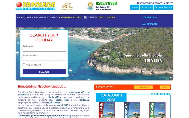 Snímek obrazovky napoleonviaggi.it