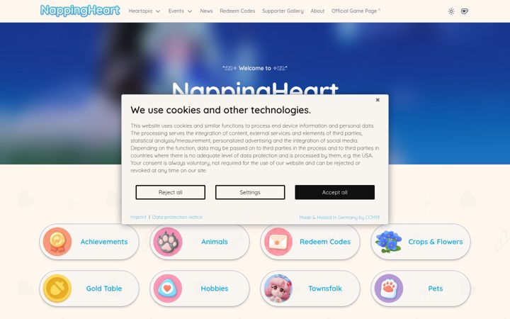 Screenshot of nappingheart.com