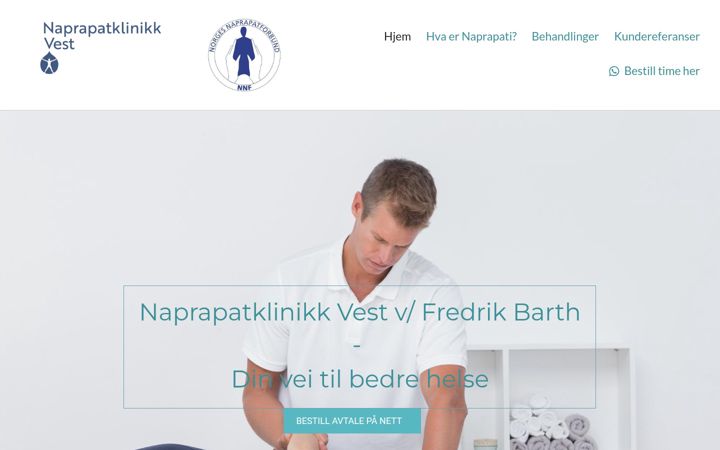 Screenshot of naprapatklinikkvest.no
