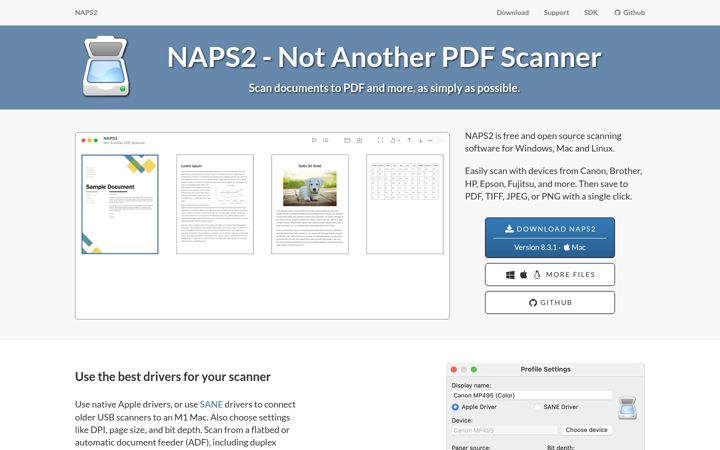 Skærmbillede af naps2.com