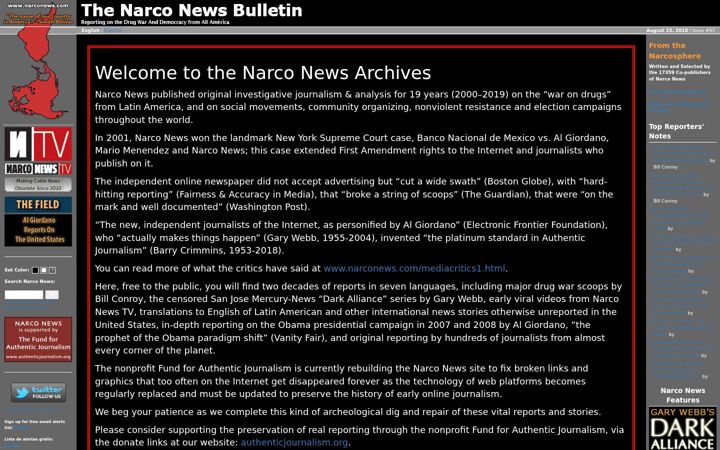 Screenshot of narconews.com