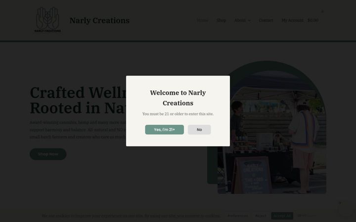 Screenshot of narlycreations.com