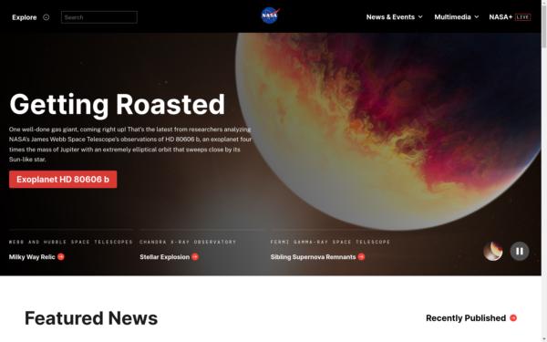 Screenshot of nasa.gov