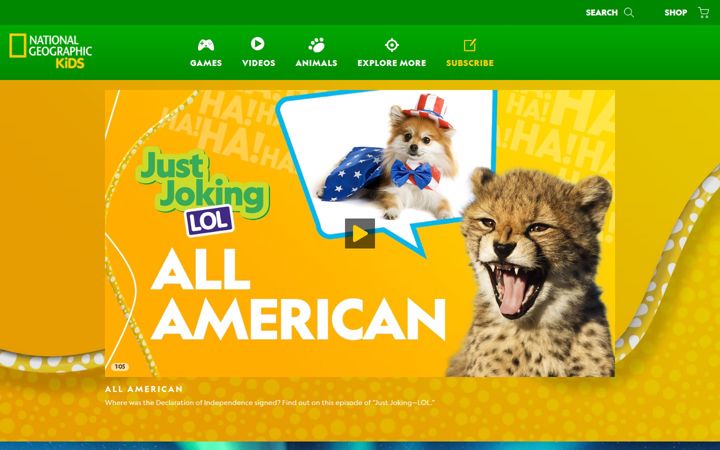 Screenshot of natgeokids.com