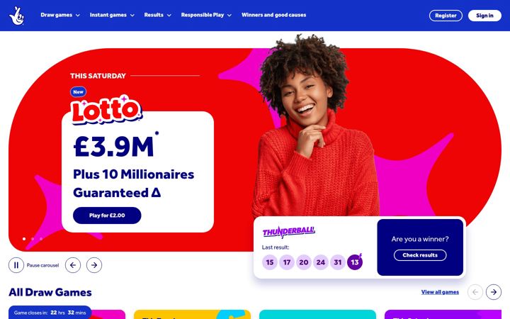 Screenshot of national-lottery.co.uk