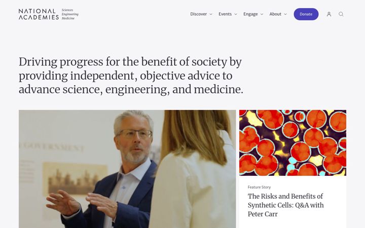 Captură de ecran a nationalacademies.org