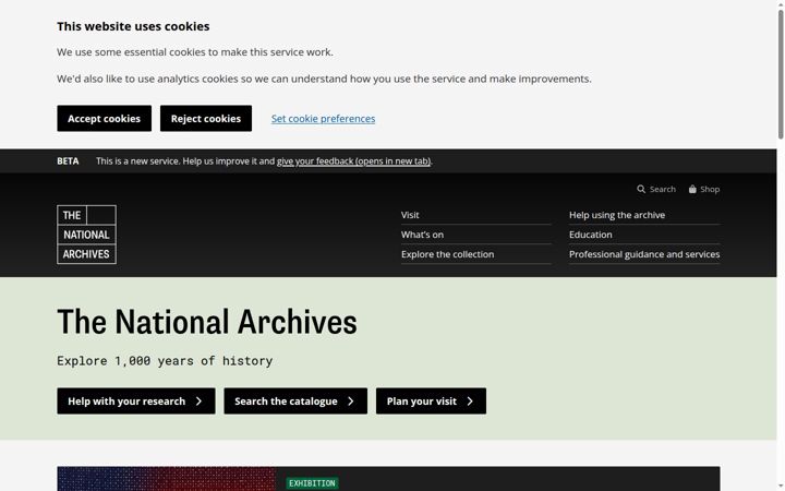 Screenshot of nationalarchives.gov.uk