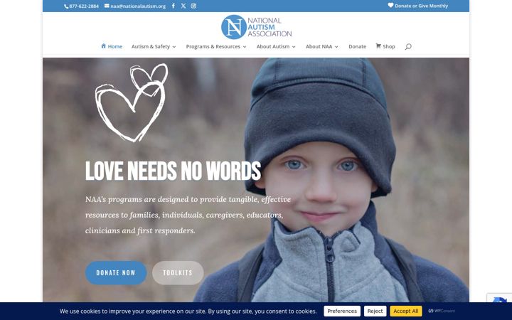 Skærmbillede af nationalautismassociation.org