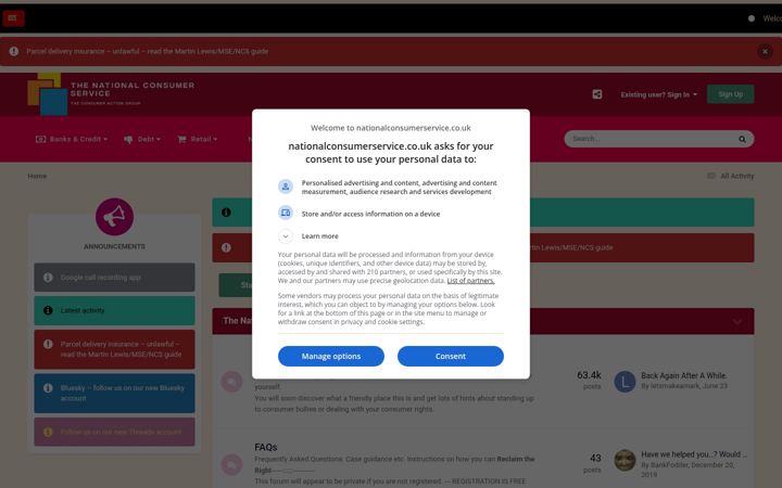 Screenshot of nationalconsumerservice.co.uk