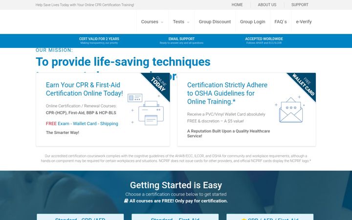 Screenshot of nationalcprfoundation.com