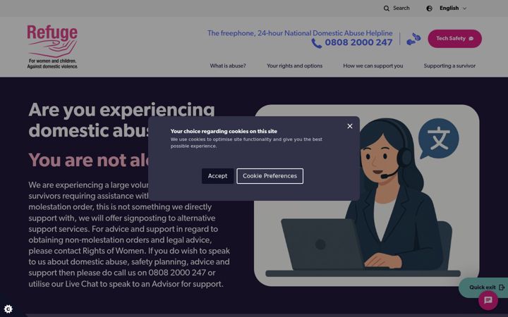 Screenshot of nationaldahelpline.org.uk