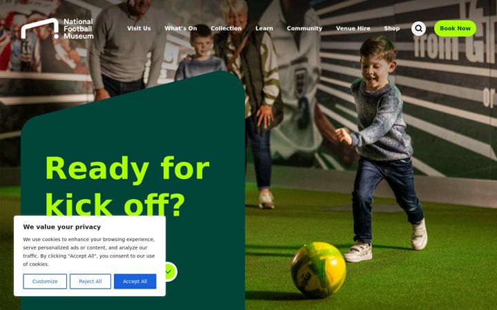 Screenshot stránky nationalfootballmuseum.com