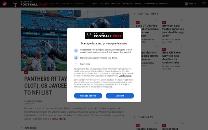 Screenshot von nationalfootballpost.com