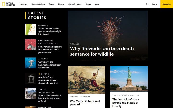 Screenshot stránky nationalgeographic.com