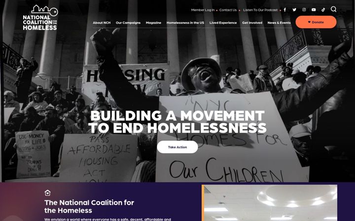Screenshot of nationalhomeless.org