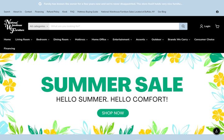 Screenshot of nationalwarehousefurnituresales.com