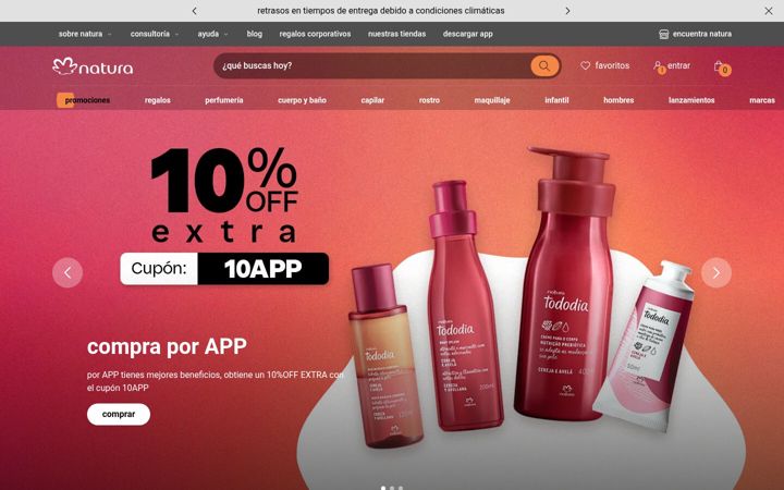 Screenshot of natura.cl
