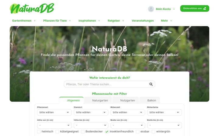 Screenshot of naturadb.de