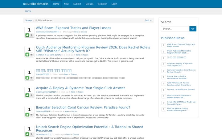 Screenshot of naturalbookmarks.com