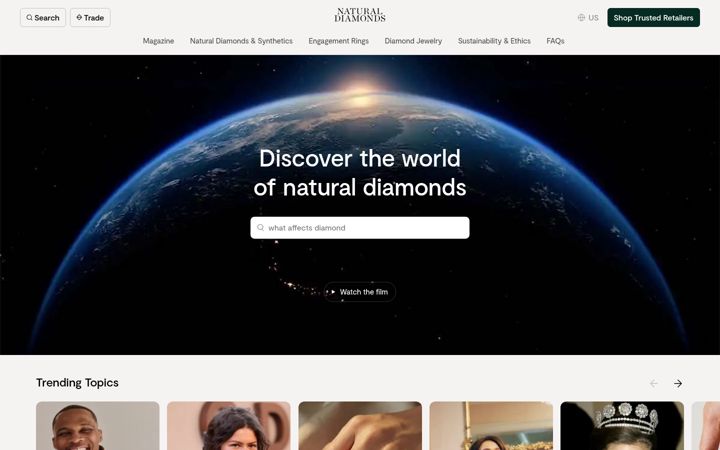 Skärmbild av naturaldiamonds.com