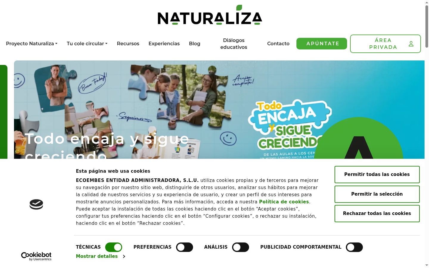 Screenshot del banner di consenso mostrato prima di qualsiasi interazione
