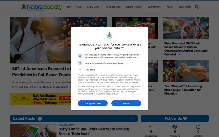 Screenshot of naturalsociety.com
