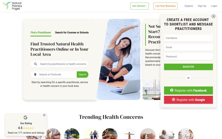 Screenshot of naturaltherapypages.com.au