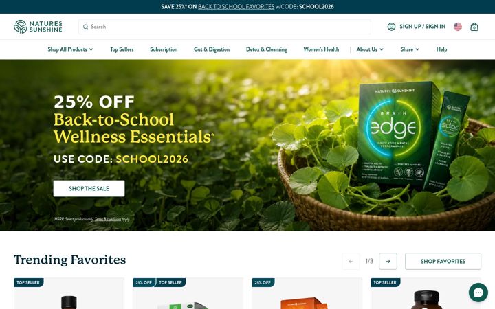 Screenshot of naturessunshine.com