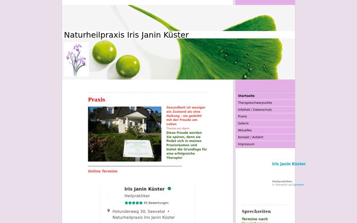 Screenshot of naturheilpraxis-iris-janin-kuester.de