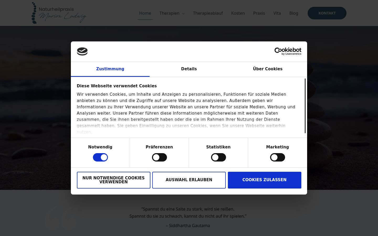 Screenshot des Einwilligungsbanners vor jeglicher Interaktion