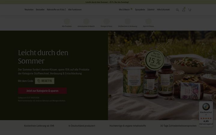 Screenshot of naturtreu.de