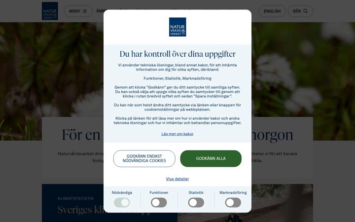 Screenshot of naturvardsverket.se