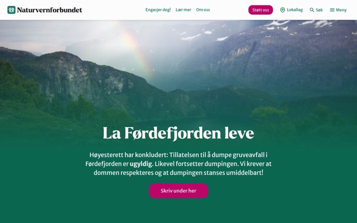 Kuvakaappaus sivustosta naturvernforbundet.no
