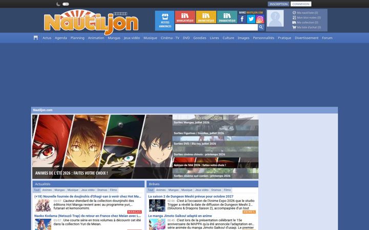 Screenshot stránky nautiljon.com